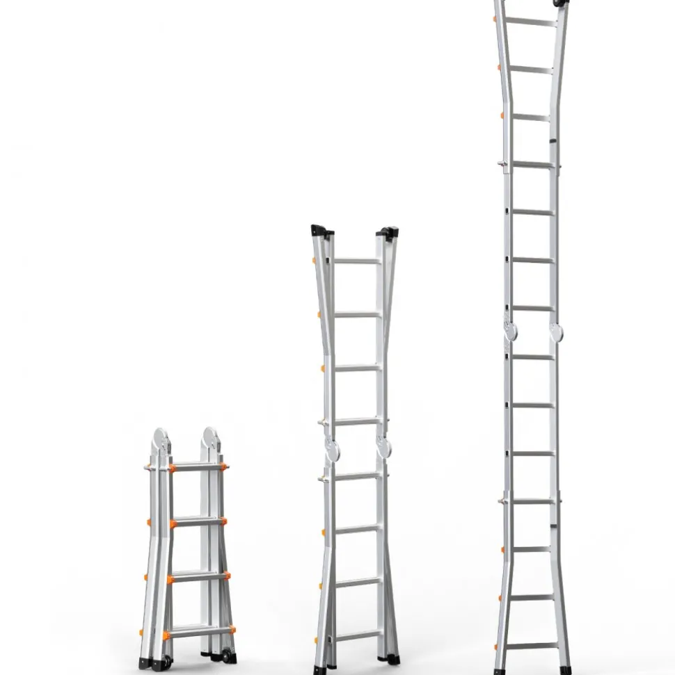 VEVOR Telescoping Ladder A Frame, 13 FT Compact Aluminum Extension Ladder, Multi-Function Portable Collapsible RV Ladder, Telescopic Ladder for Homework Stairs Indoor Outdoor Roof, 330lb Load
