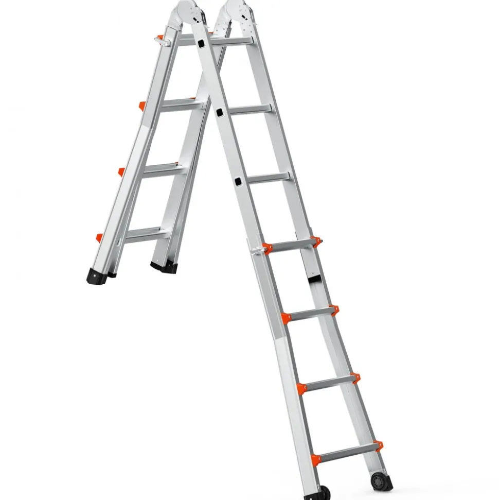 VEVOR Telescoping Ladder A Frame, 13 FT Compact Aluminum Extension Ladder, Multi-Function Portable Collapsible RV Ladder, Telescopic Ladder for Homework Stairs Indoor Outdoor Roof, 330lb Load