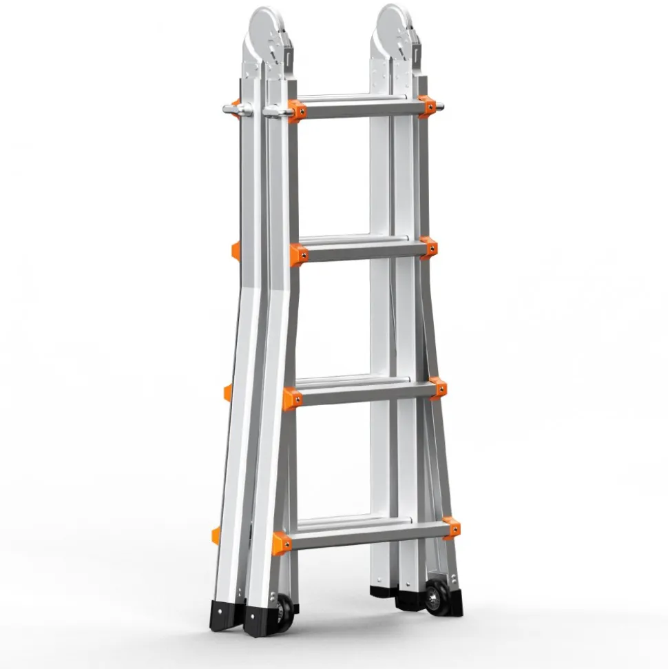 VEVOR Telescoping Ladder A Frame, 13 FT Compact Aluminum Extension Ladder, Multi-Function Portable Collapsible RV Ladder, Telescopic Ladder for Homework Stairs Indoor Outdoor Roof, 330lb Load