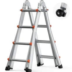 VEVOR Telescoping Ladder A Frame, 13 FT Compact Aluminum Extension Ladder, Multi-Function Portable Collapsible RV Ladder, Telescopic Ladder for Homework Stairs Indoor Outdoor Roof, 330lb Load