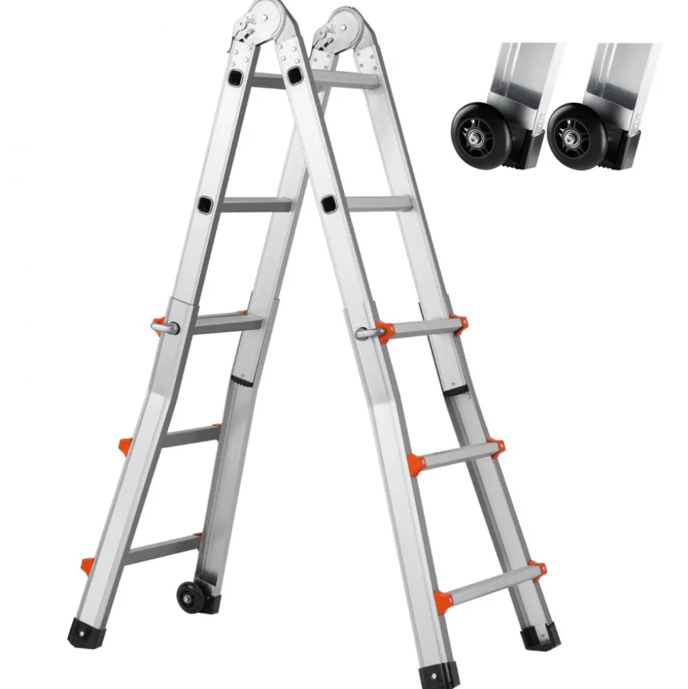 VEVOR Telescoping Ladder A Frame, 20.5 FT Compact Aluminum Extension Ladder, Multi-Function Portable Collapsible RV Ladder, Telescopic Ladder for Homework Stairs Indoor Outdoor Roof, 330lb Load