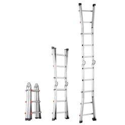 VEVOR Telescoping Ladder A Frame, 20.5 FT Compact Aluminum Extension Ladder, Multi-Function Portable Collapsible RV Ladder, Telescopic Ladder for Homework Stairs Indoor Outdoor Roof, 330lb Load