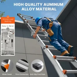VEVOR Telescoping Ladder A Frame, 20.5 FT Compact Aluminum Extension Ladder, Multi-Function Portable Collapsible RV Ladder, Telescopic Ladder for Homework Stairs Indoor Outdoor Roof, 330lb Load