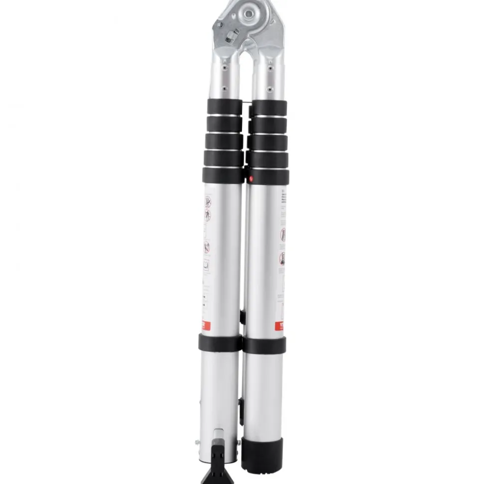 VEVOR Telescoping Ladder, 8.5FT Aluminum Lightweight Extension Ladder, One-button Retraction Collapsible Ladder, 375 LBS Capacity with Non-slip Feet, Portable Compact Ladders for Home, RV, Loft