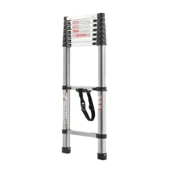 VEVOR Telescoping Ladder, 8.5ft Stainless Steel Lightweight Extension Ladder, Multi-Button Retraction Collapsible Ladders, 330LBS Capacity & Non-Slip Feet, Portable 9-Step Ladders for Home, RV, Loft