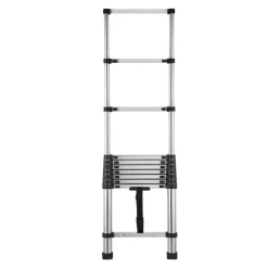 VEVOR Telescoping Ladder, 8.5ft Stainless Steel Lightweight Extension Ladder, Multi-Button Retraction Collapsible Ladders, 330LBS Capacity & Non-Slip Feet, Portable 9-Step Ladders for Home, RV, Loft
