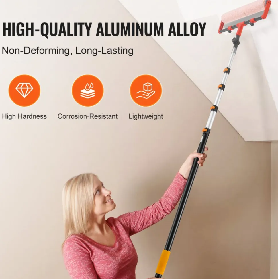 VEVOR Telescoping Pole, 7 to 30 FT Pole, Extension Multi-Purpose Pole, Sturdy Aluminum Alloy Paint Extendable Pole with Flip-Lock Design, Telescopic Pole for Painting, Dusting and Cleaning