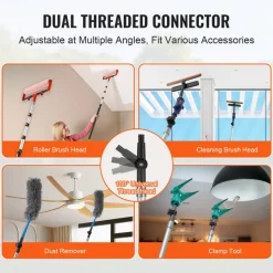 VEVOR Telescoping Pole, 7 to 30 FT Pole, Extension Multi-Purpose Pole, Sturdy Aluminum Alloy Paint Extendable Pole with Flip-Lock Design, Telescopic Pole for Painting, Dusting and Cleaning