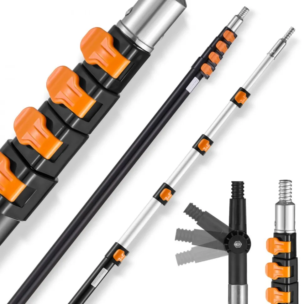 VEVOR Telescoping Pole, 7 to 30 FT Pole, Extension Multi-Purpose Pole, Sturdy Aluminum Alloy Paint Extendable Pole with Flip-Lock Design, Telescopic Pole for Painting, Dusting and Cleaning