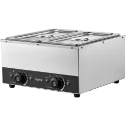 VEVOR 2-Temp Knob Chocolate Melting Machine, 2 Tanks 17.6 Lbs Choc Melter, 1600W Power, Independent Temp Control, Water Bath Heat System, Stainless Steel, 86℉ - 185℉, Cheese Warmer, Commercial & Home