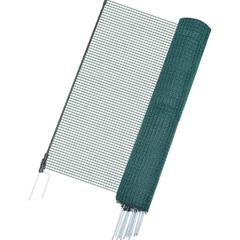 VEVOR Temporary Fence with Posts, 3 x 49.2 FT Plastic Mesh Fencing, Garden Safety Fences Netting with Double-Spike Stakes & Guy Ropes, Temporary Fence for Dogs, Chickens, Plants, Outdoor Yards