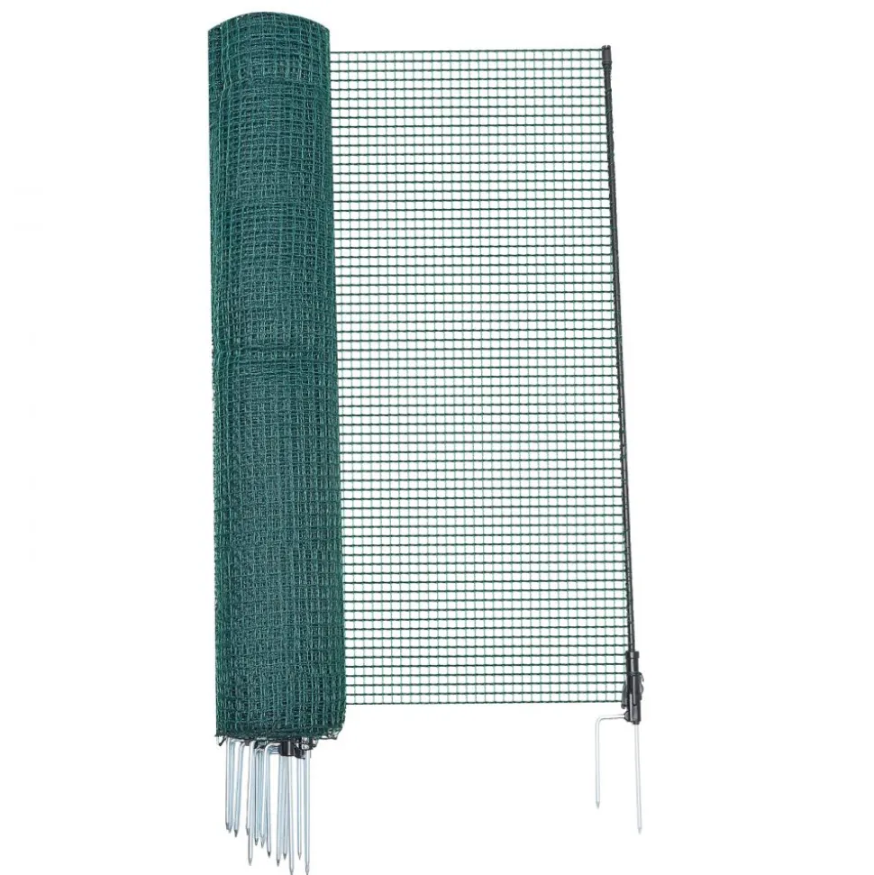 VEVOR Temporary Fence with Posts, 3 x 49.2 FT Plastic Mesh Fencing, Garden Safety Fences Netting with Double-Spike Stakes & Guy Ropes, Temporary Fence for Dogs, Chickens, Plants, Outdoor Yards