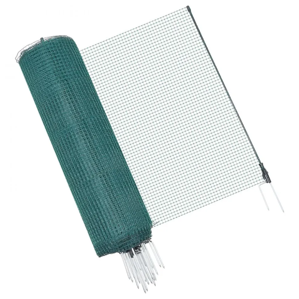 VEVOR Temporary Fence with Posts, 3 x 164 FT Plastic Mesh Fencing, Garden Safety Fences Netting with Double-Spike Stakes & Guy Ropes, Temporary Fence for Dogs, Chickens, Plants, Outdoor Yards