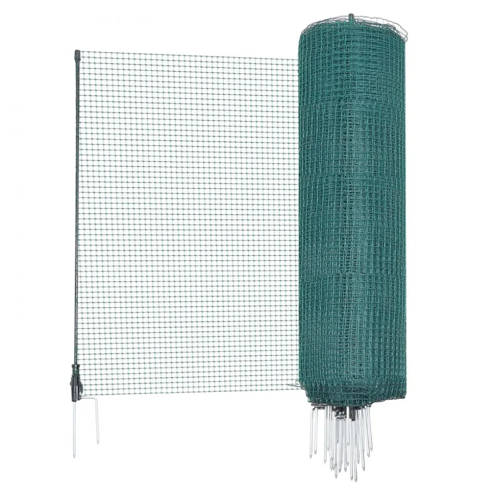 VEVOR Temporary Fence with Posts, 3 x 164 FT Plastic Mesh Fencing, Garden Safety Fences Netting with Double-Spike Stakes & Guy Ropes, Temporary Fence for Dogs, Chickens, Plants, Outdoor Yards