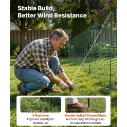 VEVOR Temporary Fence with Posts, 3.9 x 49.2 FT Plastic Mesh Fencing, Garden Safety Fences Netting with Double-Spike Stakes & Guy Ropes, Temporary Fence for Dogs, Chickens, Plants, Outdoor Yards