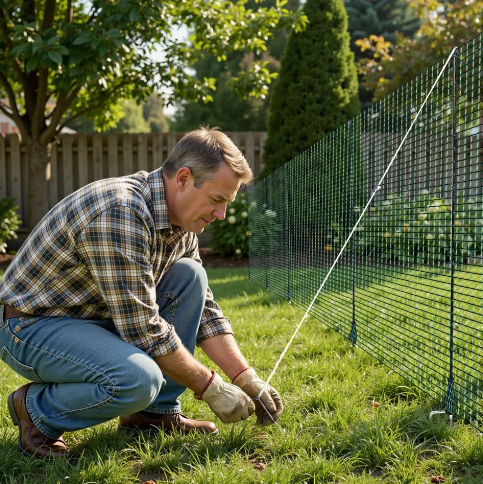 VEVOR Temporary Fence with Posts, 3.9 x 49.2 FT Plastic Mesh Fencing, Garden Safety Fences Netting with Double-Spike Stakes & Guy Ropes, Temporary Fence for Dogs, Chickens, Plants, Outdoor Yards