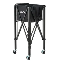 VEVOR Tennis Ball Hopper, Holds 120 Tennis Balls, Foldable Pickleball Basket Cart with Wheels for Easy Pick Up, Lightweight Aluminum Alloy, Portable Pickleball Caddy with Storage Bag, for Training