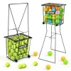 VEVOR Tennis Ball Hopper, Holds 75 Tennis Balls, Pickleball Basket Cart with Wheels for Easy Pick Up, Portable Pickleball Caddy with Heavy-Duty Construction, Handle, for Training Carrying Storage