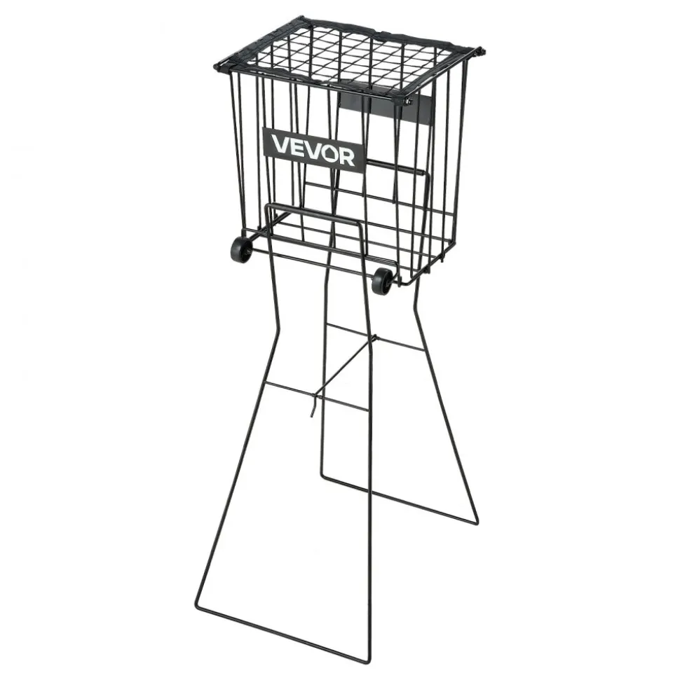 VEVOR Tennis Ball Hopper, Holds 75 Tennis Balls, Pickleball Basket Cart with Wheels for Easy Pick Up, Portable Pickleball Caddy with Heavy-Duty Construction, Handle, for Training Carrying Storage