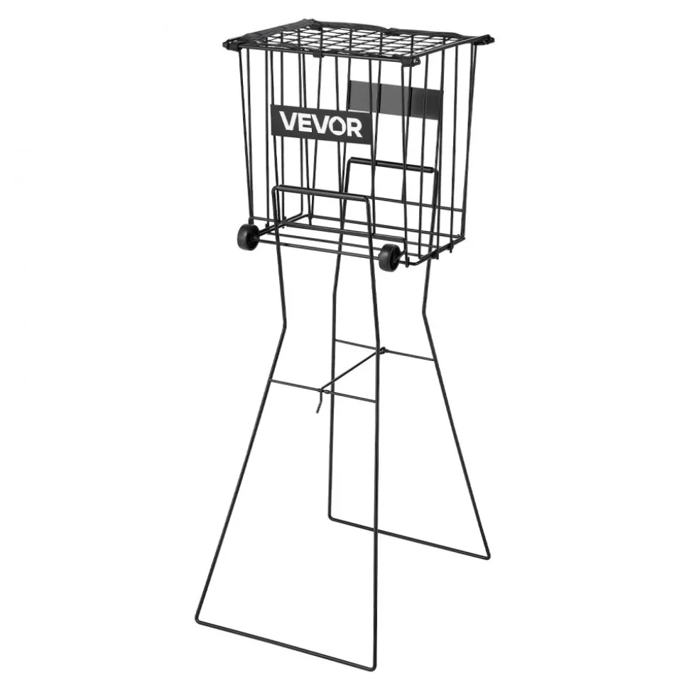 VEVOR Tennis Ball Hopper, Holds 75 Tennis Balls, Pickleball Basket Cart with Wheels for Easy Pick Up, Portable Pickleball Caddy with Heavy-Duty Construction, Handle, for Training Carrying Storage
