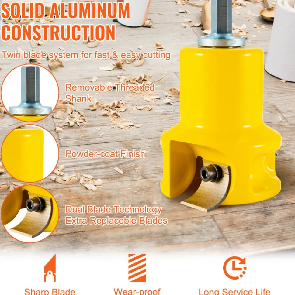 VEVOR Tenon Cutter, 1.5" / 38 mm Diameter, Premium Aluminum & Steel Log Furniture Cutter, with Dual Curved Blades & Button Screws Home Master Kit, Commercial Woodworking Tool for Home Beginner DIY