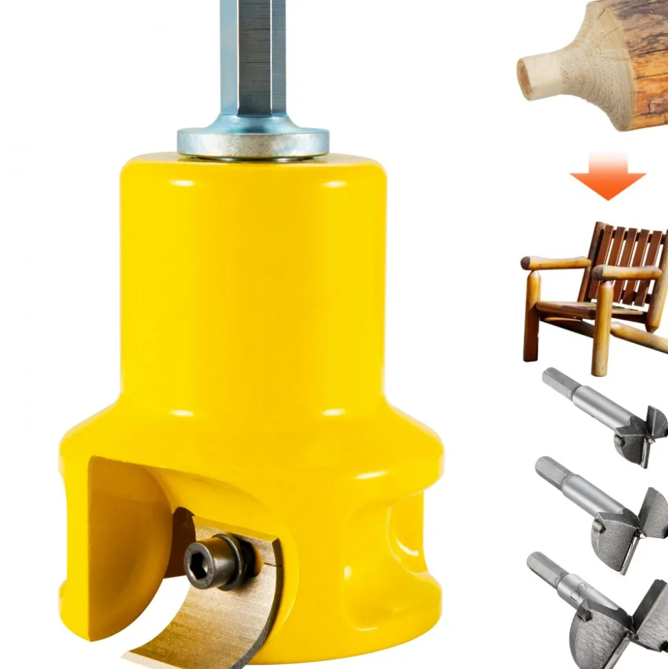 VEVOR Tenon Cutter, 1.5" / 38 mm Diameter, Premium Aluminum & Steel Log Furniture Cutter, with Dual Curved Blades & Button Screws Home Master Kit, Commercial Woodworking Tool for Home Beginner DIY