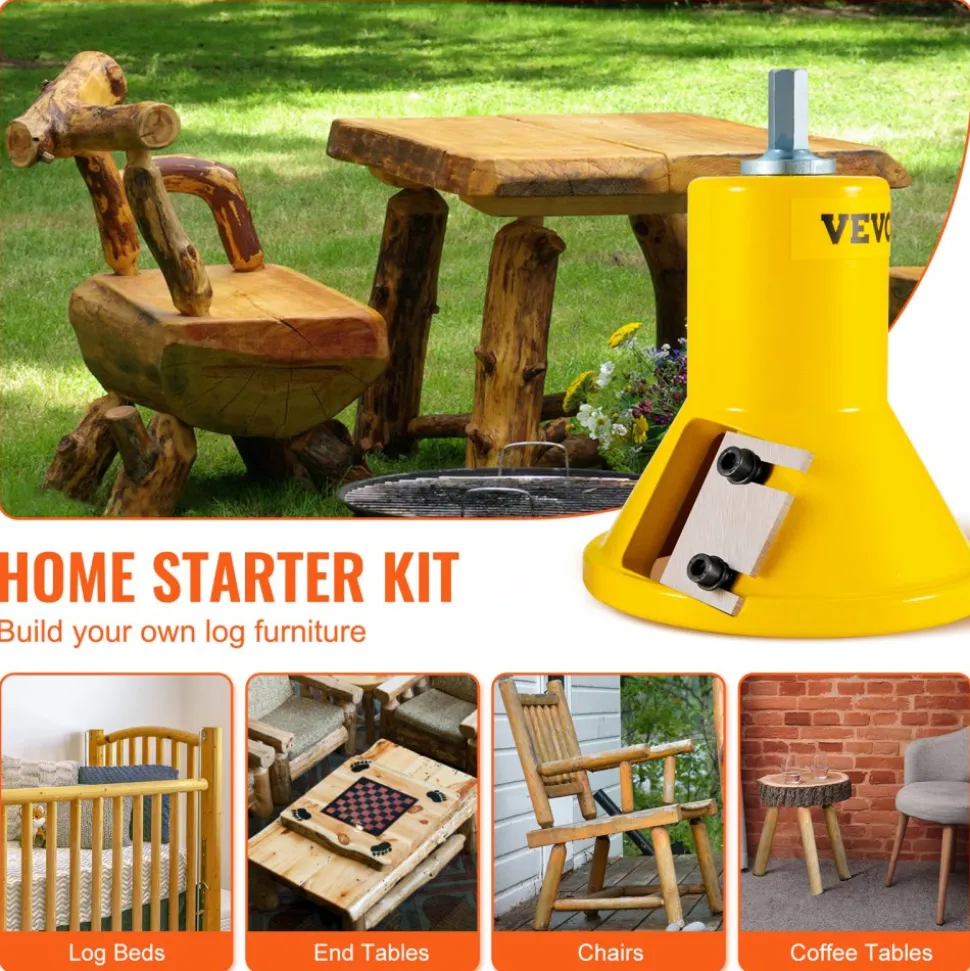 VEVOR Tenon Cutter, 1"/25.4mm & 1.5"/38mm & 2"/50.8mm, Premium Aluminum & Steel Log Furniture Cutter, with Dual Straight Blades & Button Screws Home Master Kit, Commercial Starter’s Tool for Home D
