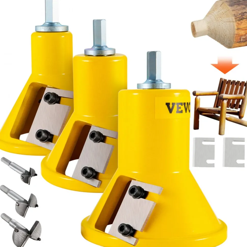 VEVOR Tenon Cutter, 1"/25.4mm & 1.5"/38mm & 2"/50.8mm, Premium Aluminum & Steel Log Furniture Cutter, with Dual Straight Blades & Button Screws Home Master Kit, Commercial Starter’s Tool for Home D