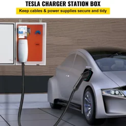 VEVOR Tesla Charger Station Box, 28'' x 20'' x 10'', Outdoor Cable Box Charging Box Cable Organizer, IP32 Waterproof Dustproof Cool Roll Steel Electrical Enclosure Box, for Tesla Wall Connector
