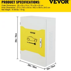 VEVOR Tesla Charger Station Box, 28'' x 20'' x 10'', Outdoor Cable Box Charging Box Cable Organizer, IP32 Waterproof Dustproof Cool Roll Steel Electrical Enclosure Box, for Tesla Wall Connector