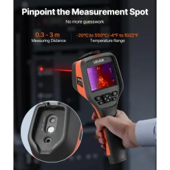 VEVOR Thermal Camera, 256 x 192 IR Resolution, Handheld Thermal Imaging Camera with 2MP Visual Camera, 25HZ Refresh Rate Infrared Imager with 3.5-Inch Touch Screen, -4°F to 1022°F, WIFI Supported
