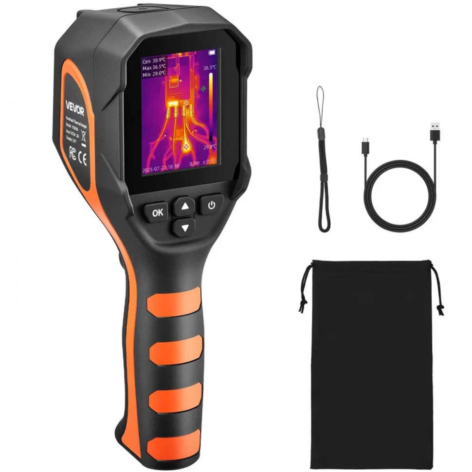 VEVOR Thermal Camera, 320 x 240 TISR Super Resolution, Thermal Imaging Camera with 2MP Visual Camera, 160 x 120 IR Resolution, 25 HZ Refresh Rate, -4°F to 1022°F, 4 Image Modes & 6 Color Palettes