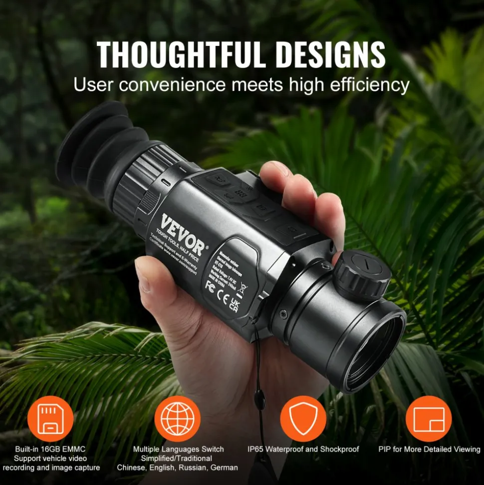 VEVOR Thermal Imager Monocular Hunting Imaging Telescope 1X -8X Zoom 0.39" OLED Scrren