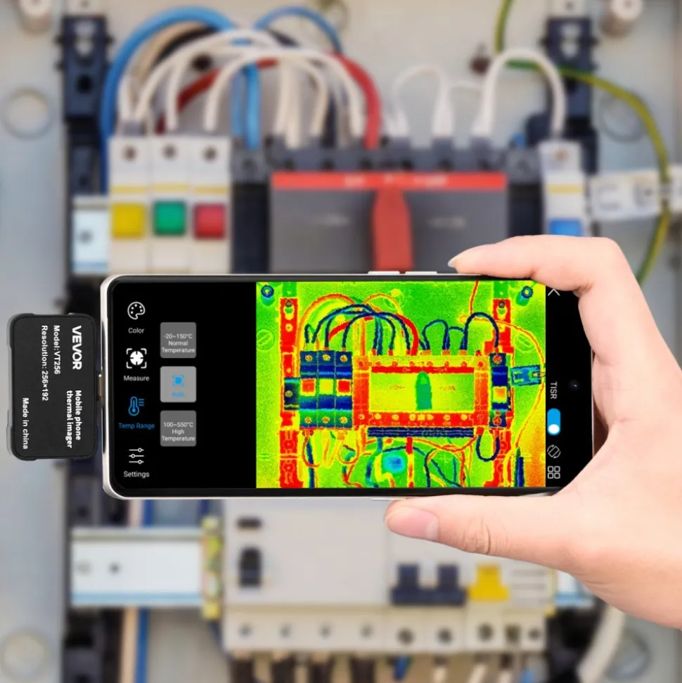 VEVOR Thermal Imaging Camera for Android & iOS, 512 x 384 Super Resolution with Macro Lens, 25HZ Refresh Rate Infrared Thermal Imager for Smartphones Tablets, 256 x 192 IR Resolution, -4°F to 1022°F