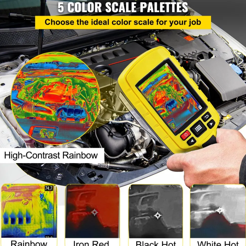 VEVOR Thermal Imaging Camera, 60x60 (3600 Pixels) IR Resolution Infrared Camera with 2.8" Color Display Screen, Built-in SD Card and Li-ion Battery, for HVAC, Electrical System Automatic Detect