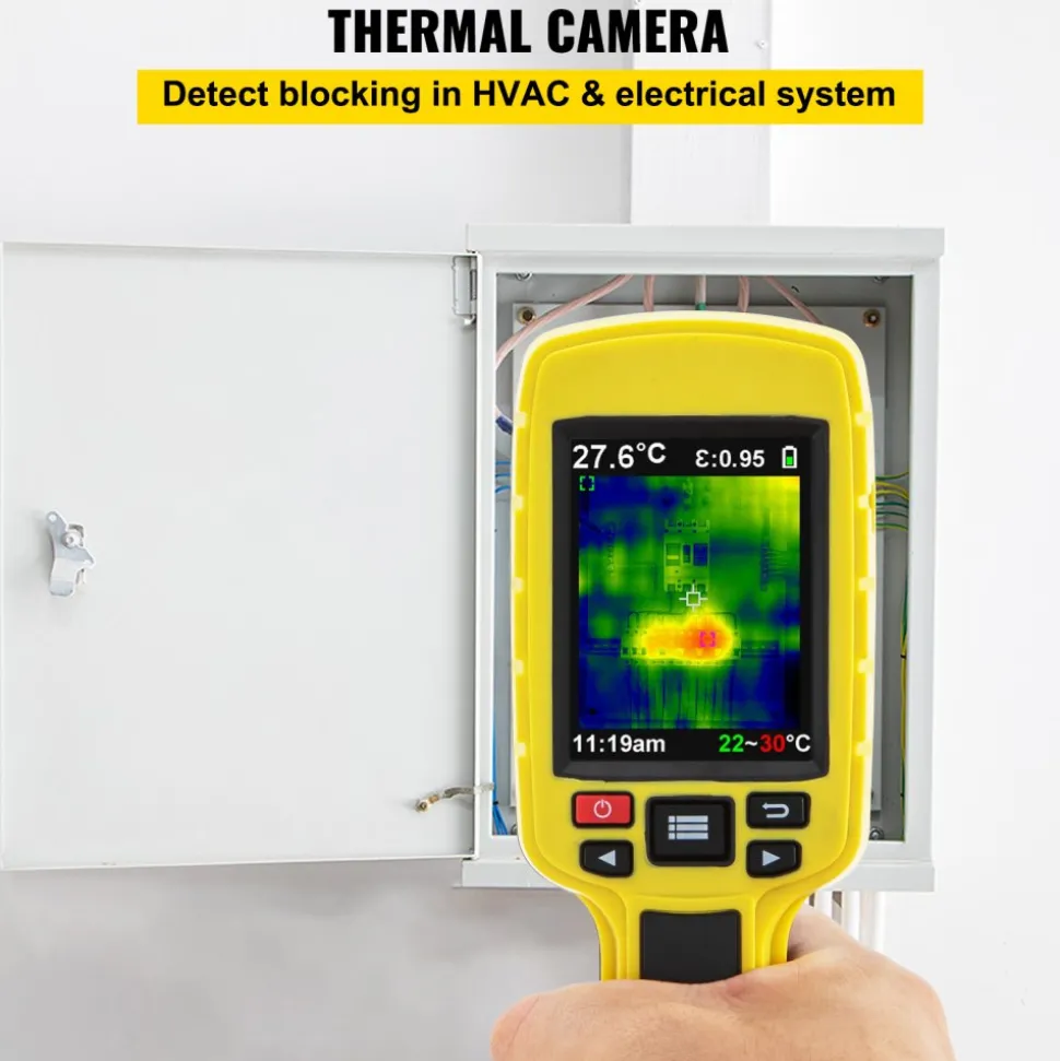 VEVOR Thermal Imaging Camera, 60x60 (3600 Pixels) IR Resolution Infrared Camera with 2.8" Color Display Screen, Built-in SD Card and Li-ion Battery, for HVAC, Electrical System Automatic Detect