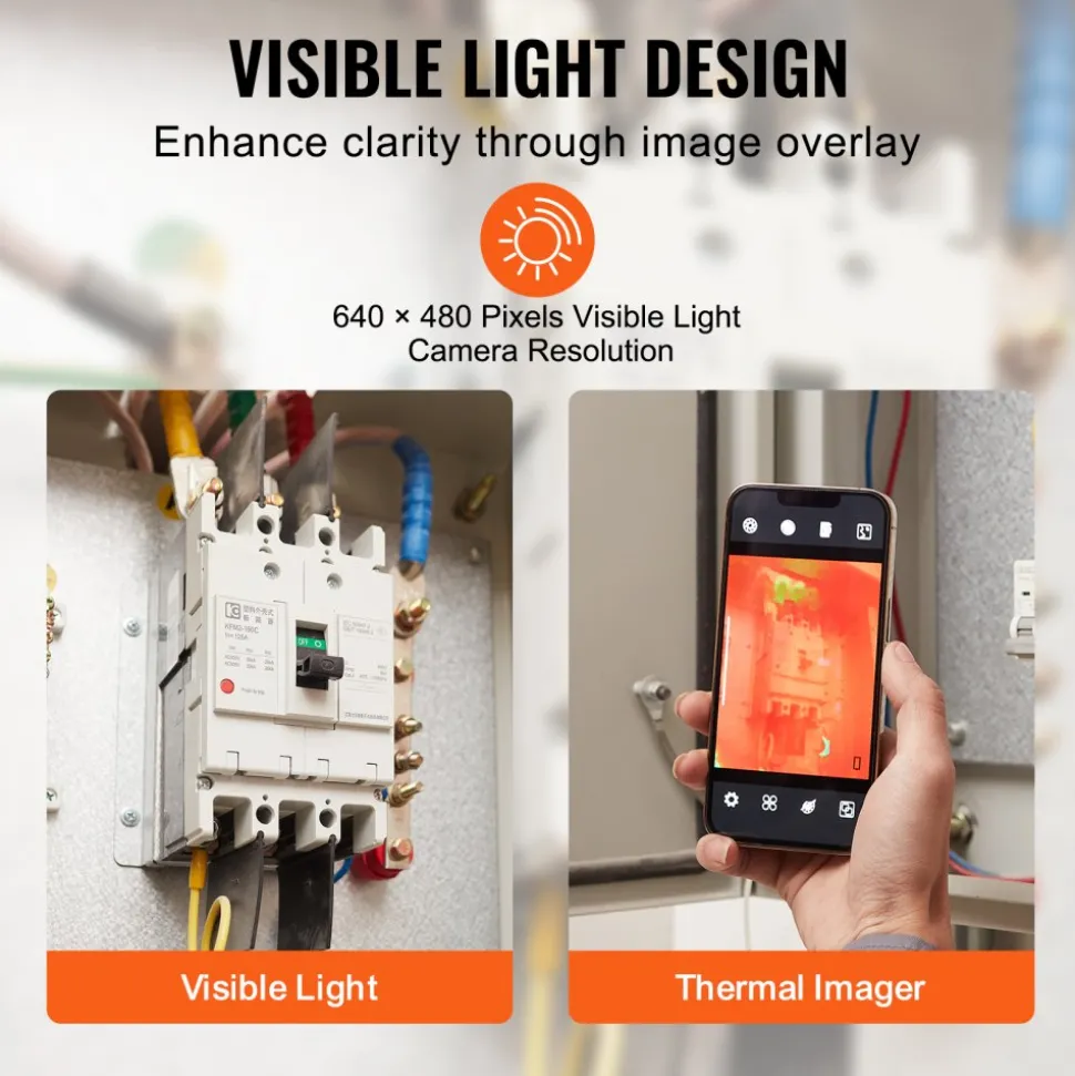 VEVOR Thermal Imaging Camera for Android & IOS, 256 x 192 IR High Resolution, Wireless Infrared Thermal Imager with WiFi & Visual Camera, 25Hz Refresh Rate Thermal Camera for Smartphone, -4°F-1022°F