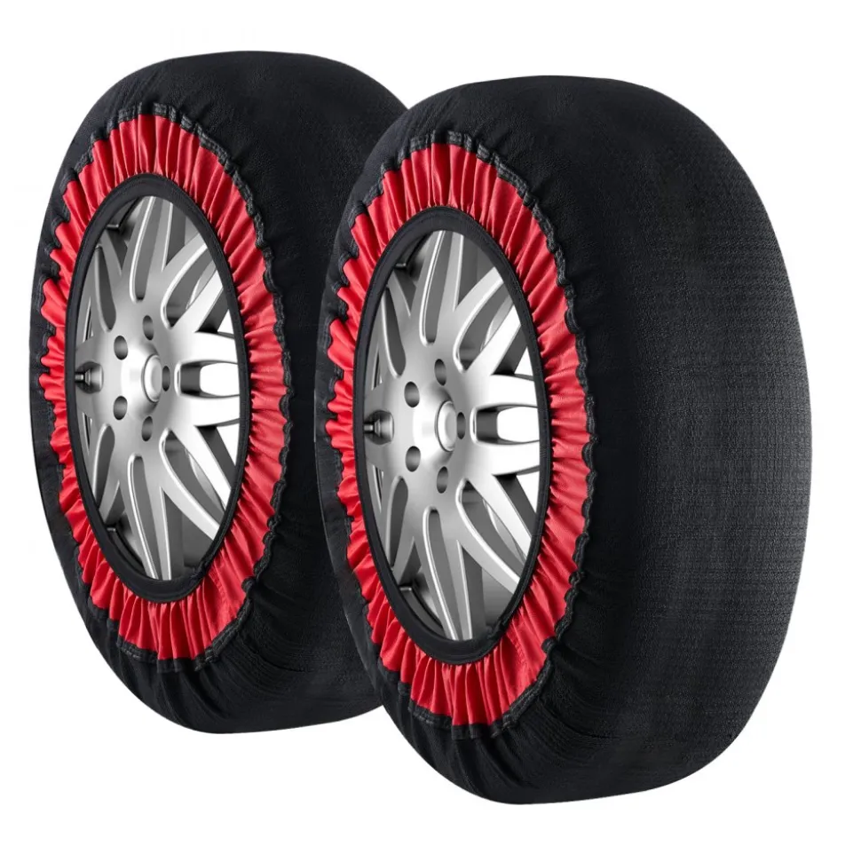 VEVOR Thickened Snow Socks for Tires, Polyester Fiber Tire Socks with Elastic Straps, Snow Traction Tire Cover for Car, SUV, Pickup and Truck (Pack of 2)-Extra Large