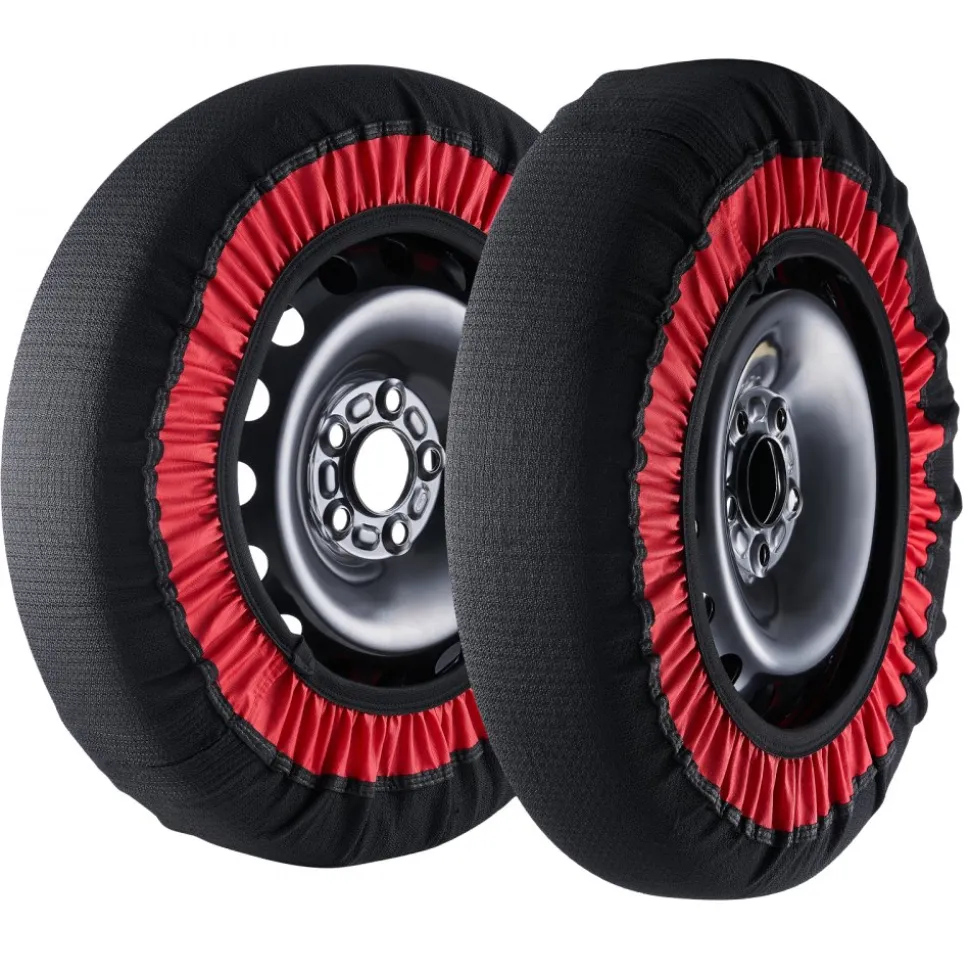 VEVOR Thickened Snow Socks for Tires, Polyester Fiber Tire Socks with Elastic Straps, Snow Traction Tire Cover for Car, SUV, Pickup and Truck (Pack of 2)-Extra Large