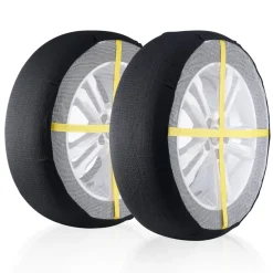 VEVOR Thickened Snow Socks for Tires, Full Coverage Tire Socks with Polyester Fiber, Snow Traction Tire Cover for Car, SUV, Pickup and Truck (Pack of 2)-Large