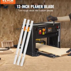 VEVOR Thickness Planer Blades, 13-inch, HSS Crafted for Durability, HRC55-60, Easy Installation with Pre-drilled Holes, Ideal for Woodworking, Home Projects & Industrial Use, 3-Pack