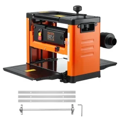 VEVOR Thickness Planer, Three-Blade, 13-Inch Width Worktable Power Benchtop Planer, 2000W 23500 RPM Powerful Motor, Dual Rollers, Over Protection, Single Speed Woodworking, for Hard Soft Wood Material
