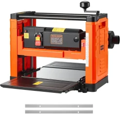 VEVOR Thickness Planer, Two-Blade, 13-Inch Width Worktable Power Benchtop Planer, 1800W 23500 RPM Powerful Motor, Dual Rollers, Over Protection, Single Speed Woodworking, for Hard & Soft Wood Material