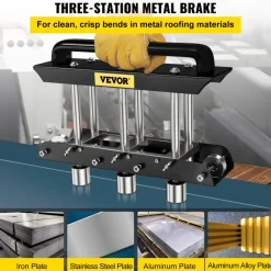 VEVOR Three-Station Edge Roller, Large Radius, 0-90° Bending Angle Sheet Metal Brake, Quickly Adjusts for Making 0.63"-5.7" Bends in 30-19 Gauge Steel, for Clean Crisp Bends in Metal Roofing Materia