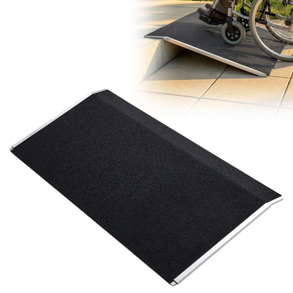 VEVOR Threshold Ramp for Doorways, 31.9 x 15.4 in, Platform Aluminum Wheelchair Ramp, Non-Slip Door Threshold Ramps, 400 lbs Load Capacity, for Home Steps, Curbs, Wheelchairs, Walkers, Scooter, Carts