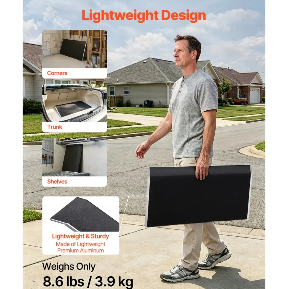 VEVOR Threshold Ramp for Doorways, 31.9 x 15.4 in, Platform Aluminum Wheelchair Ramp, Non-Slip Door Threshold Ramps, 400 lbs Load Capacity, for Home Steps, Curbs, Wheelchairs, Walkers, Scooter, Carts