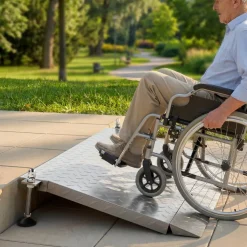 VEVOR Threshold Ramp for Doorways, 42.5 x 23.2 in, Platform Aluminum Wheelchair Ramp with Adjustable Height, Non-Slip Door Threshold Ramps, 1000 lbs Capacity, for Home Steps, Wheelchairs, Walkers