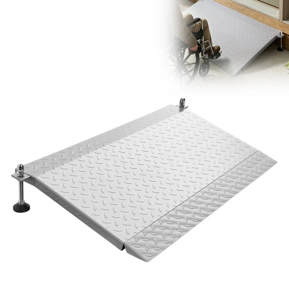 VEVOR Threshold Ramp for Doorways, 42.5 x 23.2 in, Platform Aluminum Wheelchair Ramp with Adjustable Height, Non-Slip Door Threshold Ramps, 1000 lbs Capacity, for Home Steps, Wheelchairs, Walkers