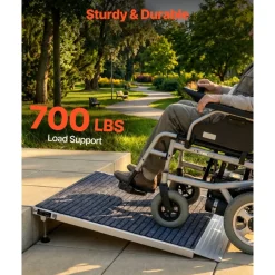 VEVOR Threshold Ramp for Doorways, 36 x 36 in, Platform Aluminum Wheelchair Ramp with Adjustable Height, Non-Slip Door Threshold Ramps, 700 lbs Load Capacity, for Home Steps, Wheelchairs, Walkers
