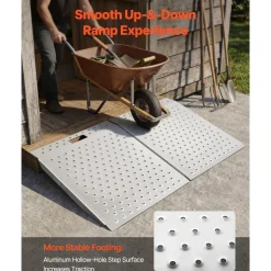 VEVOR Threshold Ramp for Doorways, 29.5 x 24.3 in, Platform Aluminum Wheelchair Ramp, Non-Slip Door Threshold Ramps, 750 lbs Load Capacity, for Home Steps, Curbs, Wheelchairs, Walkers, Scooter, Carts